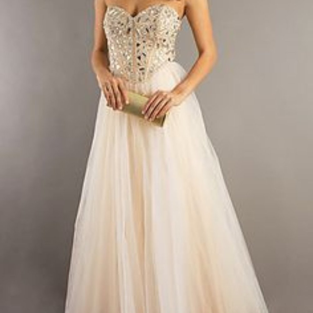 Dave & Johnny Peach Gown - 4